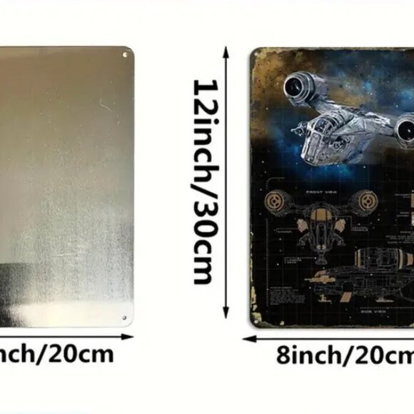 Star Wars Mandalorian Mando's Razor Crest Ship Blueprint Metal Art Sign 8x12" - Picture 3 of 5